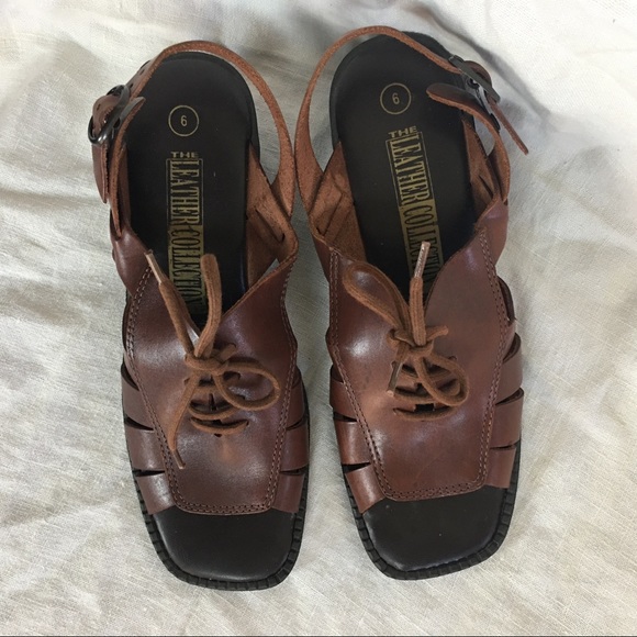 Vintage Leather collection block heel sandals - Picture 2 of 7